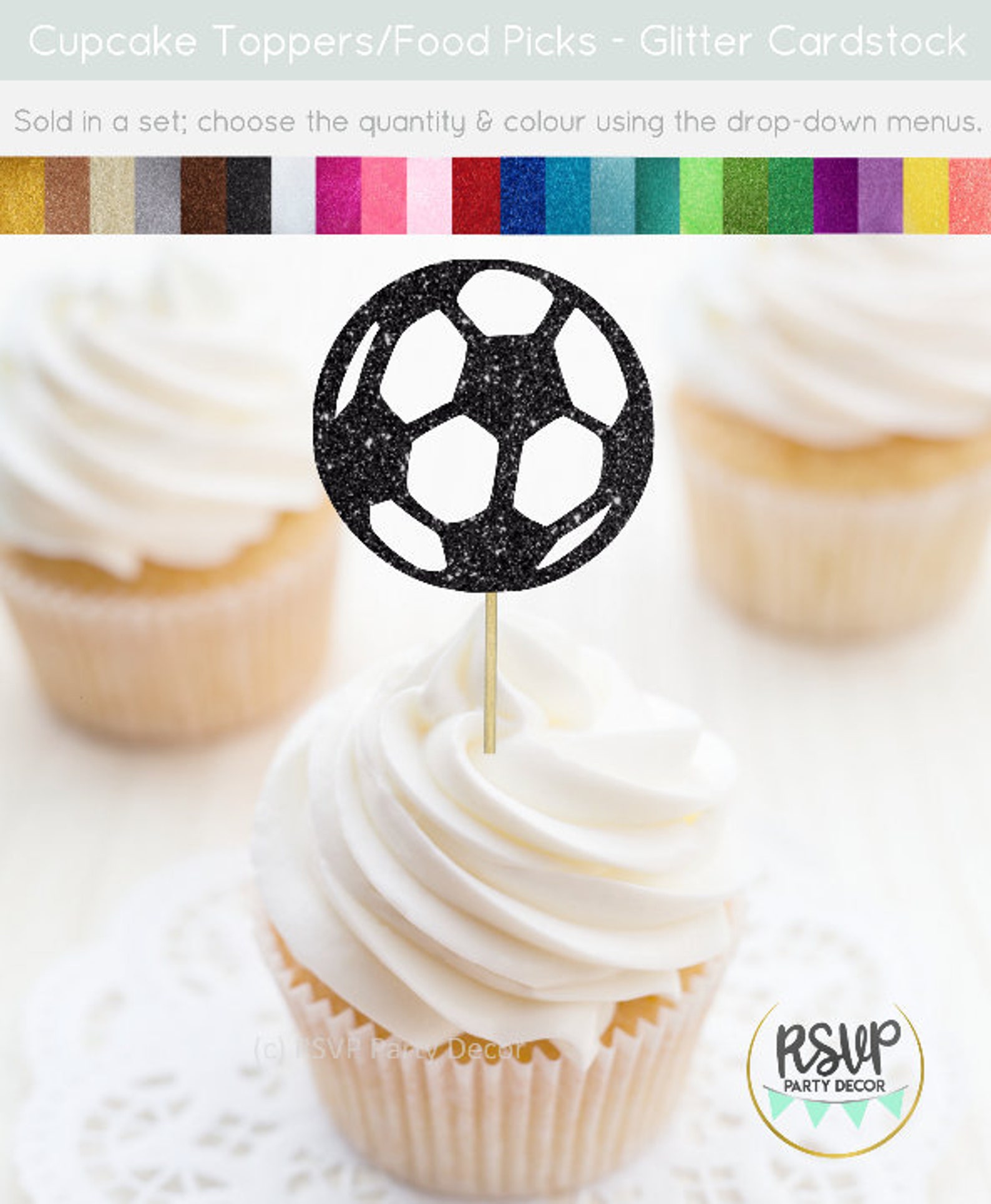 Soccer Ball Cupcake Toppers Soccer Food Picks Soccer Party Etsy