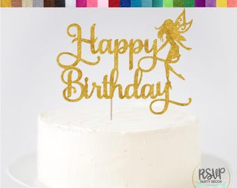 Fairy Happy Birthday Cake Topper, Fairy Birthday Party Decor, Fairy First Birthday Cake Topper, Fairy Garden Themed Party Decorations