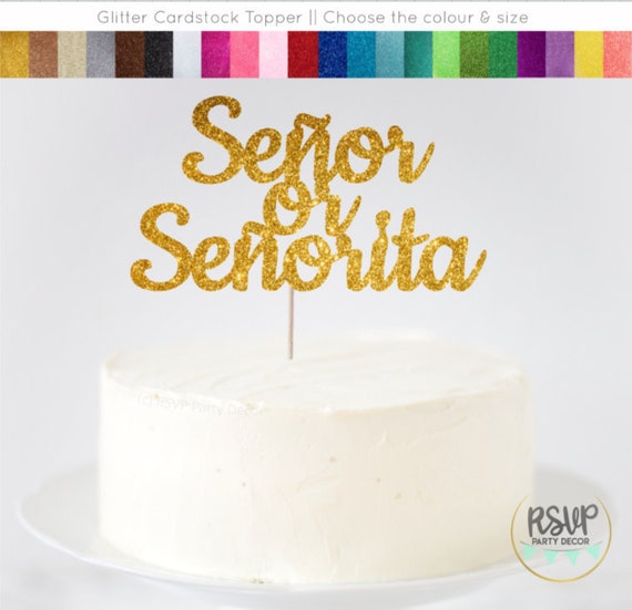 Señor or Señorita Cake Topper, Senor or Senorita Cake Topper, Fiesta Gender Reveal Party Decor, Mexican Gender Reveal Cake Topper Il_570xn