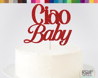 Ciao babytaart topper, Italiaanse babyshower taart topper, Italië thema babyshower decor, bord Ciao bambino, decor babyshower Amalfikust
