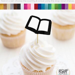 Book Cupcake Toppers, Bookish Birthday Decorations, Book Themed Party Decor, Book Lover Birthday Party Decor, Books Food Picks