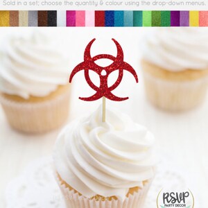 Biohazard Cupcake Toppers, Science Cupcake Toppers, Science Themed Party Decorations, Quarantine Birthday Decorations, Quarantine Party image 7