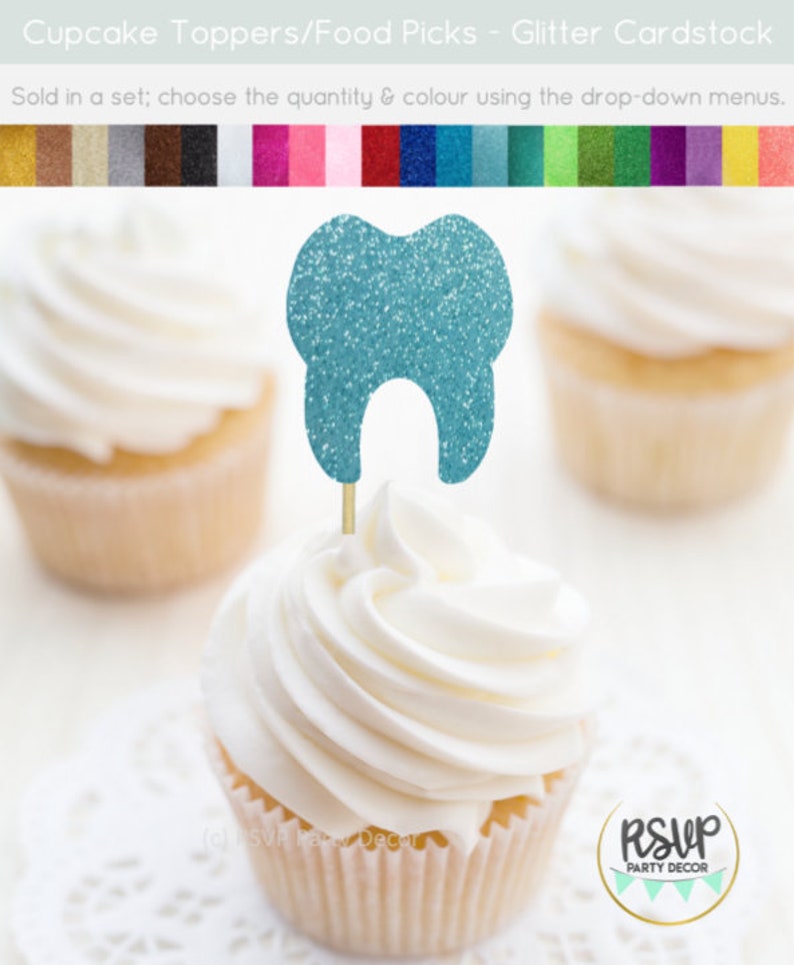 Tooth Cupcake Toppers Dentist Cupcake Toppers Dental Etsy Canada