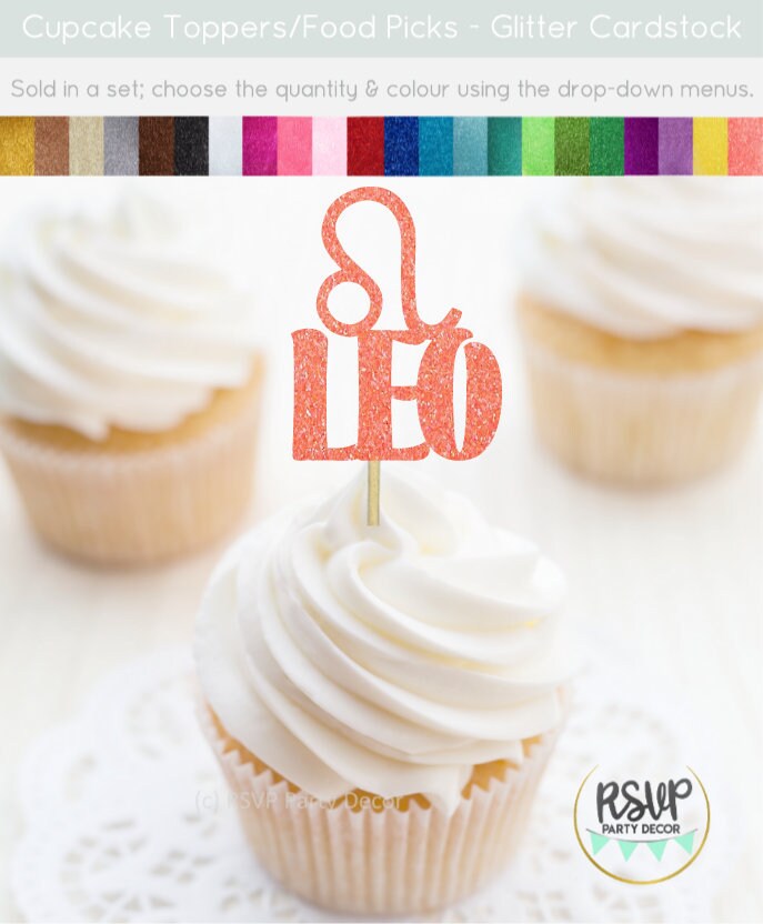 Leo Cupcake Toppers, Leo Birthday Party Decorations, Zodiac Party Decor, Horoscope Birthday Decorations, July Birthday, August Birthday