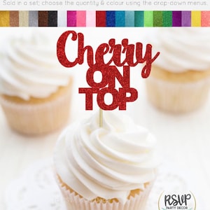 Cherry On Top Cupcake Toppers, Cherry Themed Party Decorations, Cherry On Top Baby Shower, Cherry Bridal Shower Theme, Cherry Birthday Party
