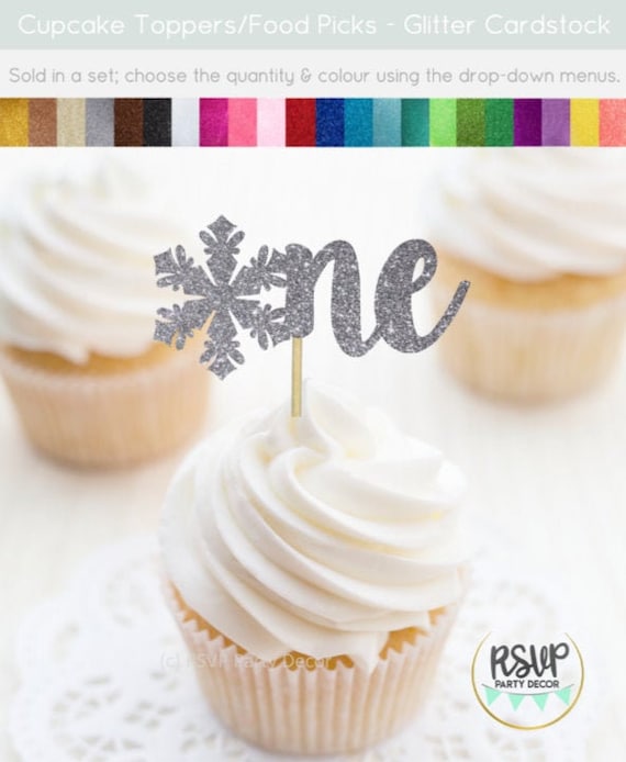 Snowflake One Cupcake Toppers, Snowflake One Food Picks, Winter Onederland Party Decor, Winter 1st Birthday Party Decorations Il_570xn