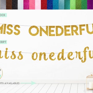 Miss ONEderful Banner, Glitter Ms Oneferful Banner, Miss Oneferful Sign, Girl First Birthday Banner, Onederful Party Decor, Little Miss