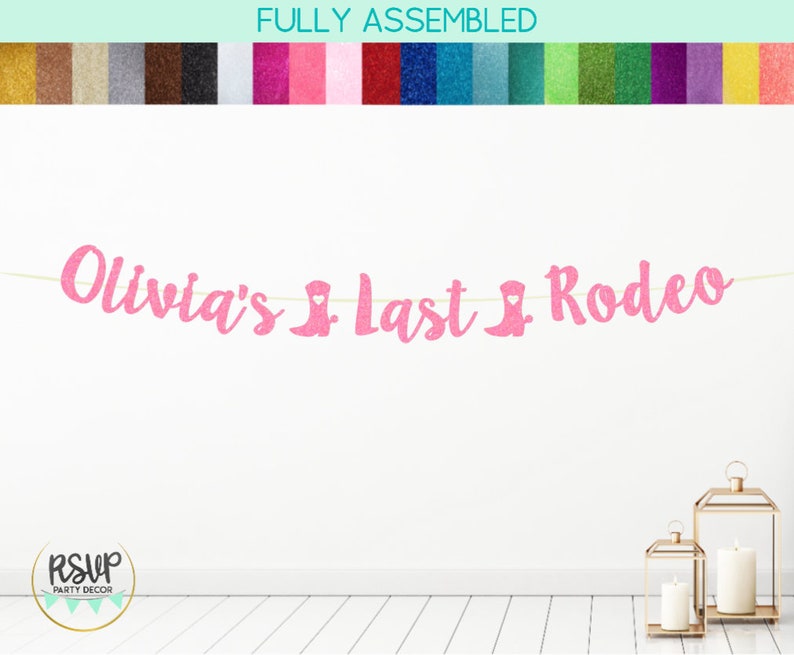 Custom Last Rodeo Banner, Austin Bachelorette Decorations, Last Rodeo Bachelorette, Western Bach Party Supplies, Nashville Sign Backdrop image 4