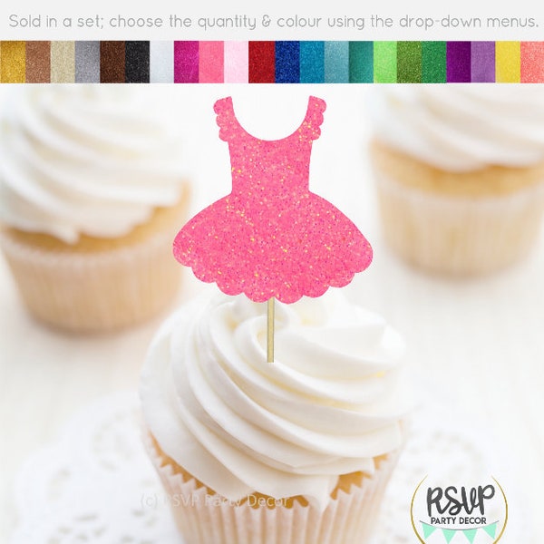 Tutu Cupcake Toppers, Princess Dress Cupcake Toppers, Ballerina Cupcake Toppers, Princess Party Decorations, Ballerina Birthday Decor