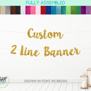 Banner personalizado de duas linhas, decorações de festa personalizadas, banner de aniversário personalizado, banner de chá de panela, banner de festa de noivado, banner de evento personalizado