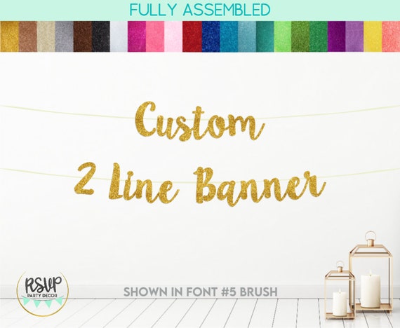 Custom Two Line Banner, Custom Party Decorations, Custom Birthday Banner, Bridal Shower Banner, Engagement Party Banner, Custom Event Banner Il_570xn