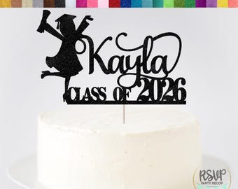Girl Custom Class of 2026 Cake Topper, Congrats Grad Name 2026, Happy Graduation Cake Topper, Graduation Party Decor, Personalized Grad Sign
