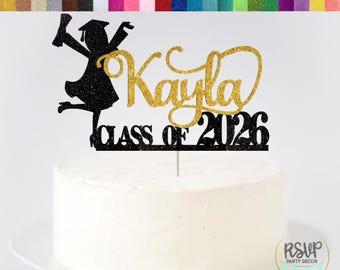 Girl Custom Class of 2026 Cake Topper, Congrats Grad Name 2026, Happy Graduation Cake Topper, Graduation Party Decor, Personalized Grad Sign