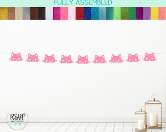 Cat Face Garland, Cat Party Decor, Cat Birthday Party Decorations, Kitty Birthday Party Decor, Kitten Party Decorations, Cute Cat Banner