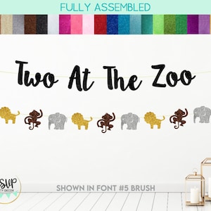 Two At The Zoo Banner, Zoo Animal Garland, Zoo 2nd Birthday Party Decor, Animal Second Birthday Party Decorations, Safari 2nd Birthday Sign
