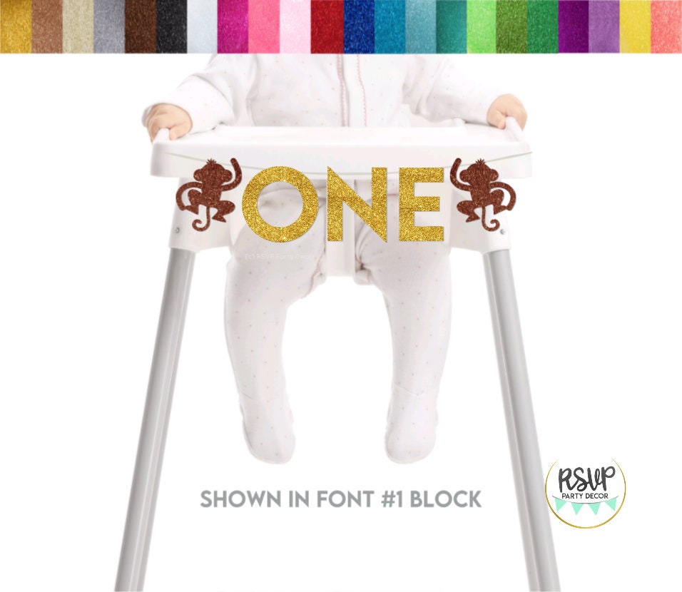 Monkey Boy First Birthday High Chair Banner - Foldable Decoration For Baby's 1st Birthday Party - View #4