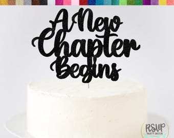 Adorno para tarta "A New Chapter Begins", adorno para baby shower con temática de libros, decoraciones para despedida de soltera con temática de libros, decoración para fiesta de cumpleaños con temática de biblioteca