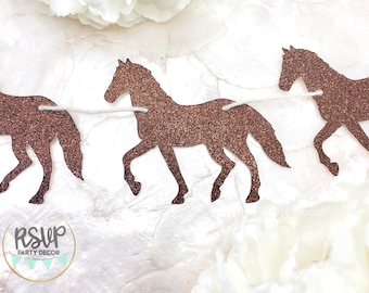 Horse Garland, Glitter Horse Banner, Horse Birthday Party Decor, Derby Party Decorations, Farm Themed Birthday Decor, Cowboy Party Decor