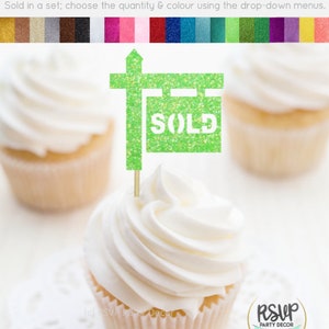 Sold Sign Cupcake Toppers, Housewarming Party Decorations, Realtor Party Decor, Real Estate Cupcake Toppers, Housewarming Cupcake Toppers image 8