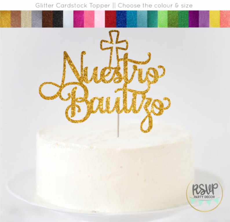 Nuestro Bautizo Cake Topper Spanish Baptism Cake Topper Mi Etsy