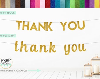 Thank You Banner, Thank You Sign, Thank You Photo Prop, Gift Table Banner, Cards Banner, Thank You Card, Gifts Banner, Glitter Thank You