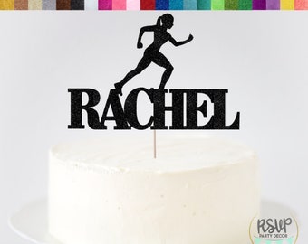 Custom Running Woman Cake Topper, Runner Birthday Party Decorations,  Marathon Party Decor, Athlete Birthday Party Supplies 