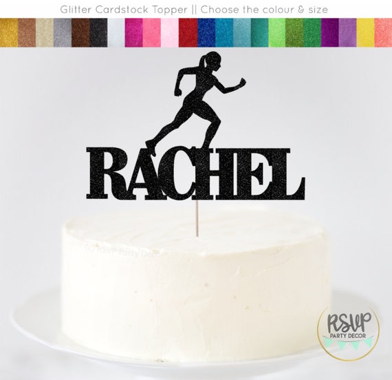 Custom Running Woman Cake Topper, Runner Birthday Party Decorations,  Marathon Party Decor, Athlete Birthday Party Supplies 