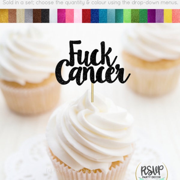 Fuck Cancer Cupcake Toppers, Cancer Survivor Party Decor, Cancer Survivor Celebration, Cancer Free Celebration, Cancer Free Food Picks