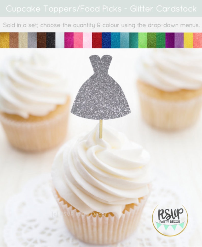 Ballgown Dress Cupcake Toppers Wedding Cupcake Toppers Etsy