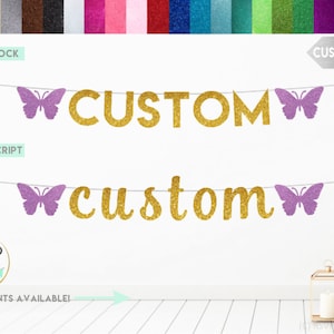 Custom Butterfly Banner, Butterfly Themed Party Decorations, Fairy Banner, Butterfly Garland, Garden Party Decorations, Butterfly Birthday