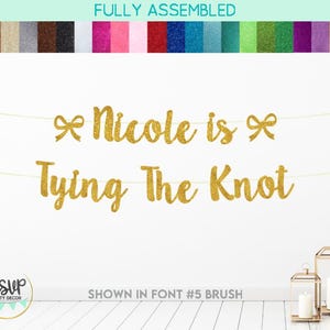 Custom Name is Tying the Knot Banner, Coquette Bachelorette Party Decorations, Ribbon Bow Theme Bridal Shower Decor, Bridal Shower Banner