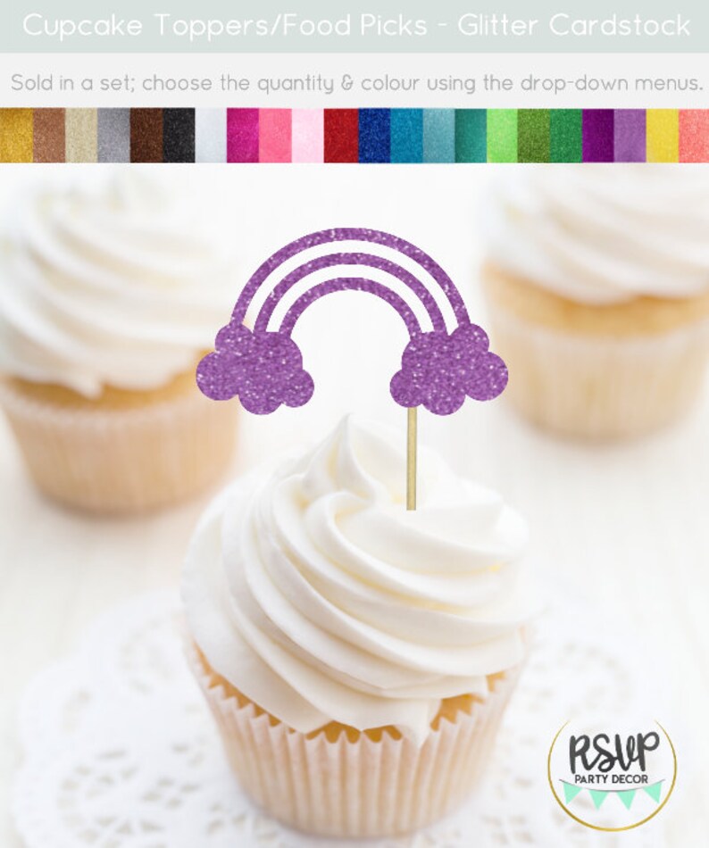 Rainbow Cupcake Toppers Baby Sprinkle Cupcake Toppers Etsy