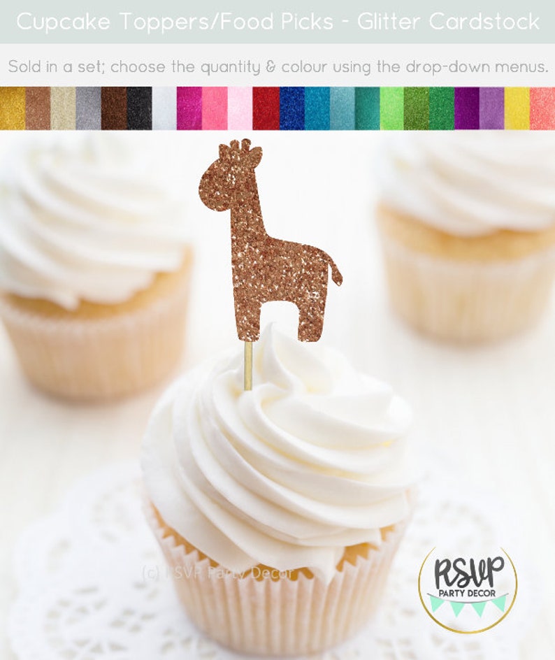 Giraffe Cupcake Toppers Giraffe Food Picks Giraffe Theme | Etsy