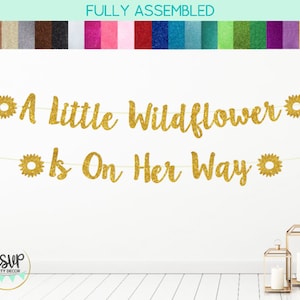 A Little Wildflower Is On Her Way Banner, Wildflower Theme Baby Shower Sign Decoration Decor, Flower Baby Shower Party Supplies
