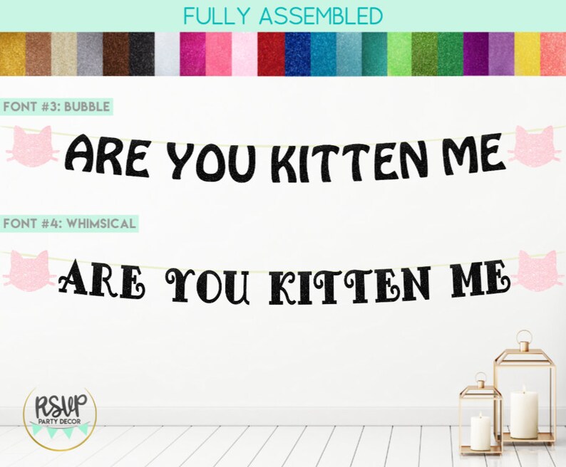 Are You Kitten Me Banner, Cat Banner, Cat Party Decorations, Cat Birthday Decor, Kitty Party Decor, Kitty Birthday Party Supplies, Cat Sign image 2