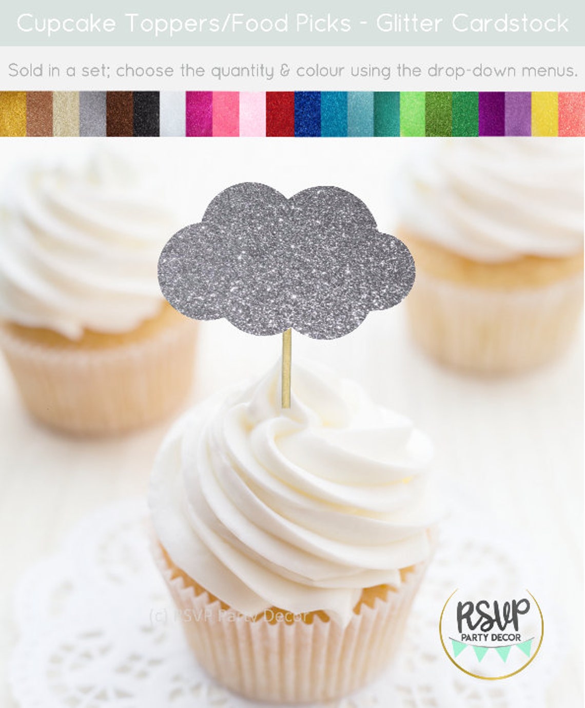 Cloud Cupcake Toppers Cloud Party Decorations Up Up and Away | Etsy