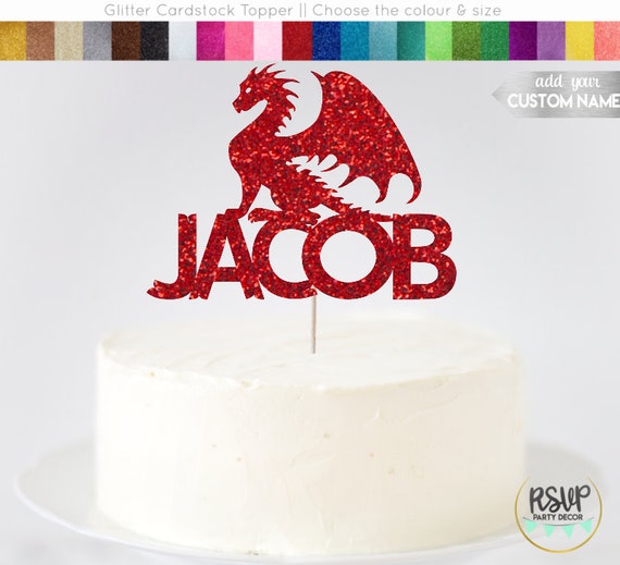 Custom Dragon Cake Topper, Dragon Birthday Party Decor, Fairytale Party Decor, Fantasy Party, Fantasy Cake Topper, Personalized Dragon Sign Il_570xn