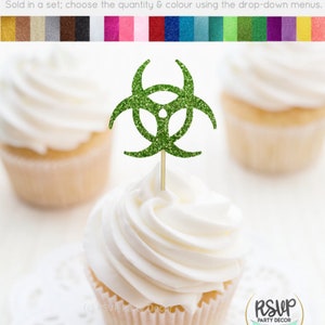 Biohazard Cupcake Toppers, Science Cupcake Toppers, Science Themed Party Decorations, Quarantine Birthday Decorations, Quarantine Party image 5