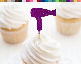 Blow Dryer Cupcake Toppers, Hairdresser Birthday Party Decoration, Hairdresser Graduation, Hair Retirement Party Decor, Salon Opening Party