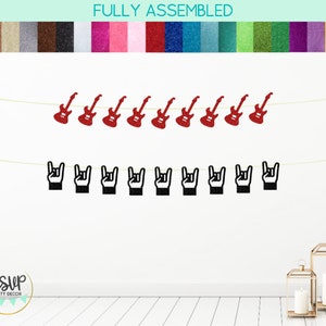 Electric Guitar and Rock Hand Garland, Rock n Roll Banner, Music Party Decor, Rock Party Decorations, Rock Birthday Banner, Guitar Banner