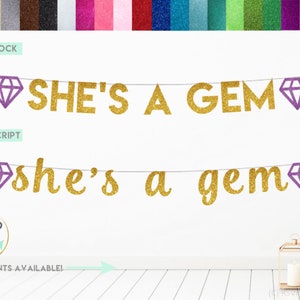 She&#39;s a Gem Banner, Gemstone Bridal Shower Banner, Amethyst Party Decorations, Gemstone Party Decor, Diamond Bridal Shower Decorations