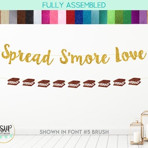 Spread S&#39;more Love Banner, S&#39;mores Garland, S&#39;mores Dessert Table Decorations for Wedding, Camping Party Decor, Camp Birthday Party Decor