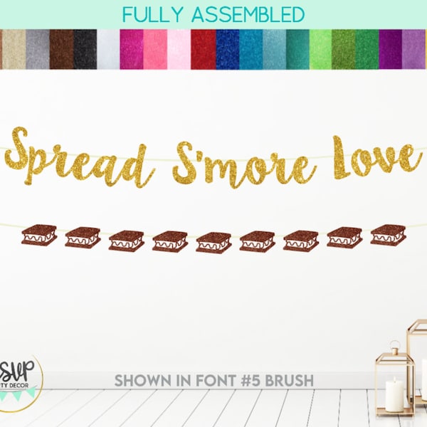 Spread S'more Love Banner, S'mores Garland, S'mores Dessert Table Decorations for Wedding, Camping Party Decor, Camp Birthday Party Decor