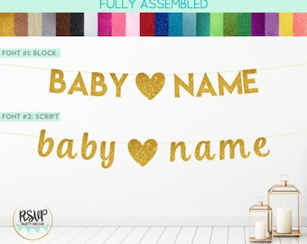 Custom Baby Name Banner, Personalized Baby Shower Banner, Baby Announcement Sign, Baby Name Sign, Welcome Baby Banner, Gender Reveal Banner