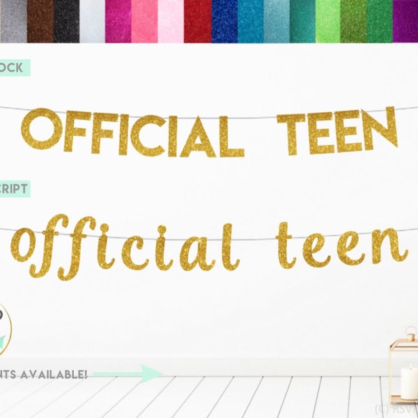 Official Teen Banner, Hashtag Teenager Sign, 13th Birthday Party Decorations, 13th Birthday Banner, Thirteen Birthday Banner, Teen Birthday