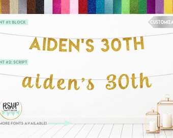 ANY NAME & AGE Custom Birthday Banner, Custom 30th Birthday Banner, Custom 40th Birthday Sign, Personalized 50th Birthday Sign, Custom's Age