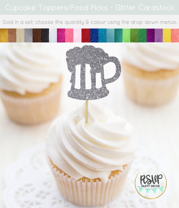 Beer Cupcake Toppers Beer Food Picks A Baby Is Brewing Etsy