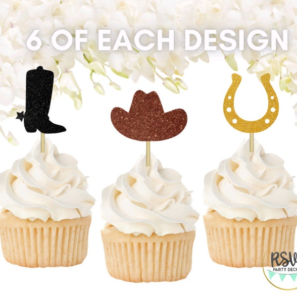 18 PCS Rodeo Cupcake Toppers, Rodeo Birthday Party Decorations, Cowboy Baby Shower Decor, Cowboy Party Supplies, Cowboy Cupcake Toppers