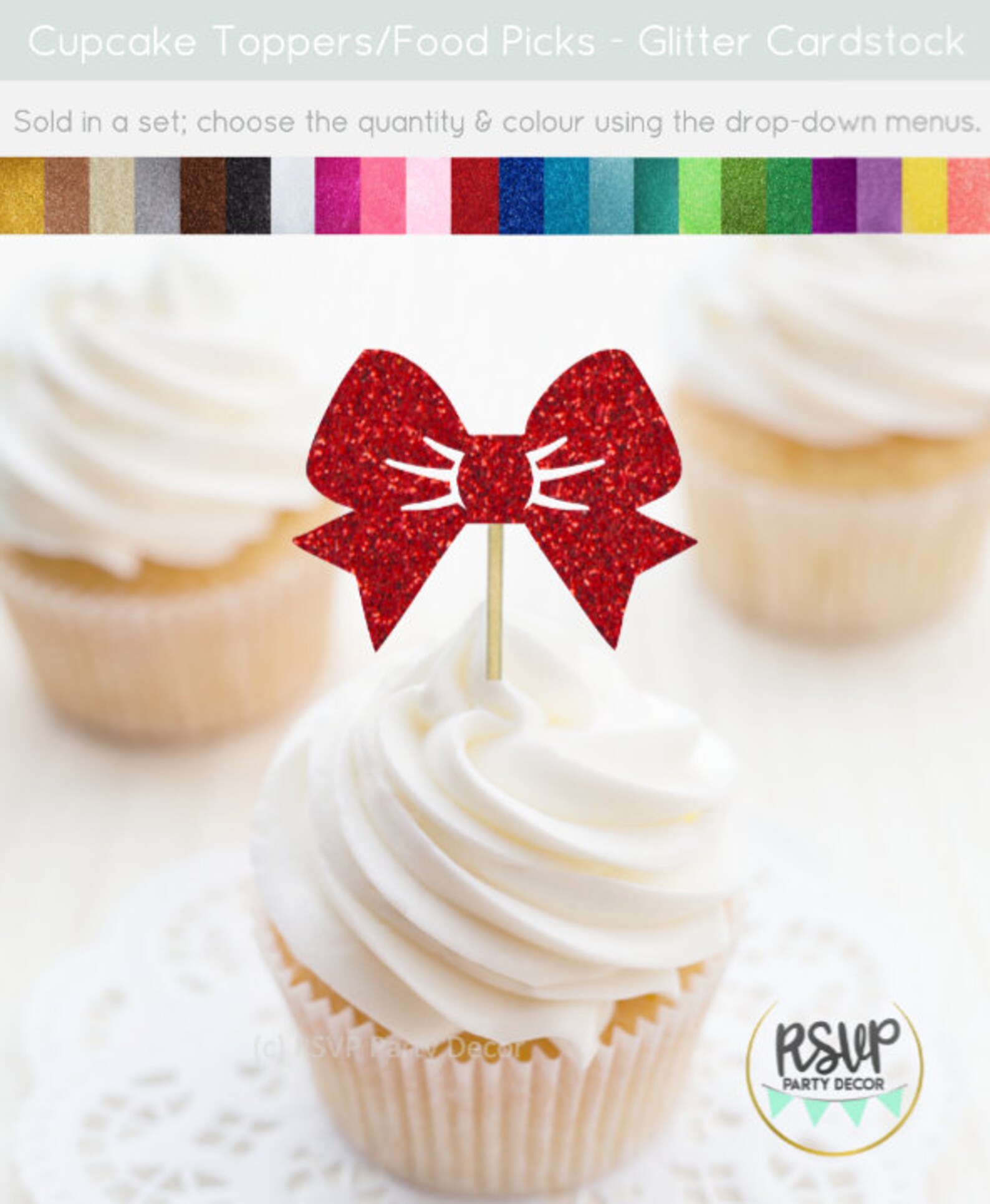 Bow Cupcake Toppers Girl Cupcake Toppers Girl Birthday Etsy