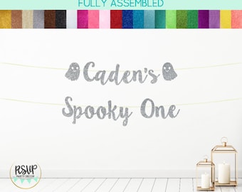 Personalisierte Spooky One Banner, Halloween Erster Geburtstag Dekorationen, Custom Ghost 1. Geburtstag Party Decor, Spooky One Party Decor